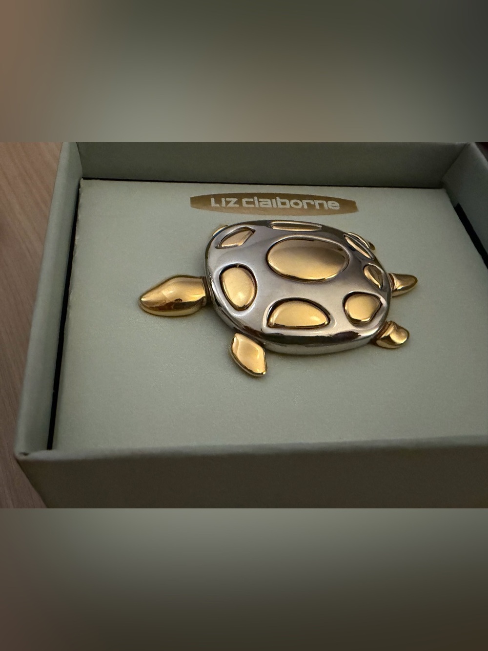Liz Claiborne Gold and Silver Turtle Brooch Pin